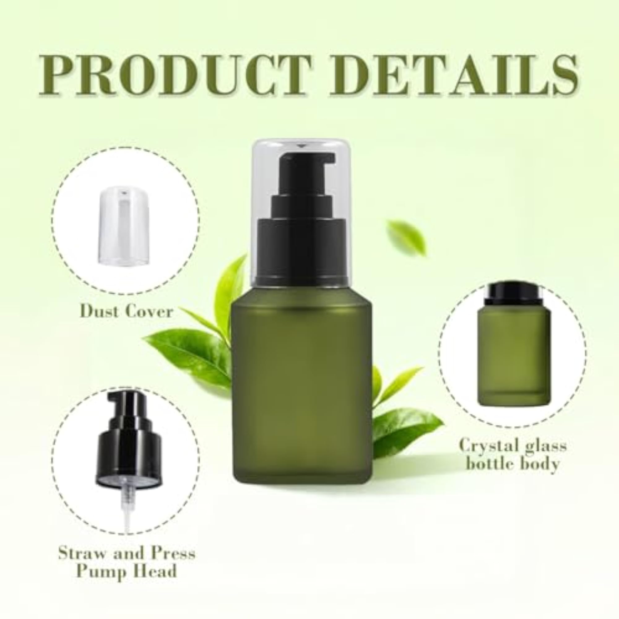 60ml Empty Upscale Glass Refillable Lotion Pump Bottle