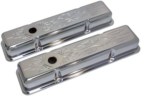 Compatible/Replacement for 1958-86 Chevy Small Block 283-305-327-350-400 Short Steel Valve Covers - Special Edition Pinstriping By Von Hot Rod