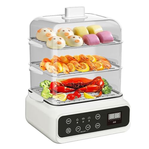 HmLotd Cuiseur Vapeur électrique Domestique, marmite électrique intégrée pour la Cuisson et la Cuisson à la Vapeur, Grille à Vapeur en Acier Inoxydable Haute Puissance de 1500 W, réservation