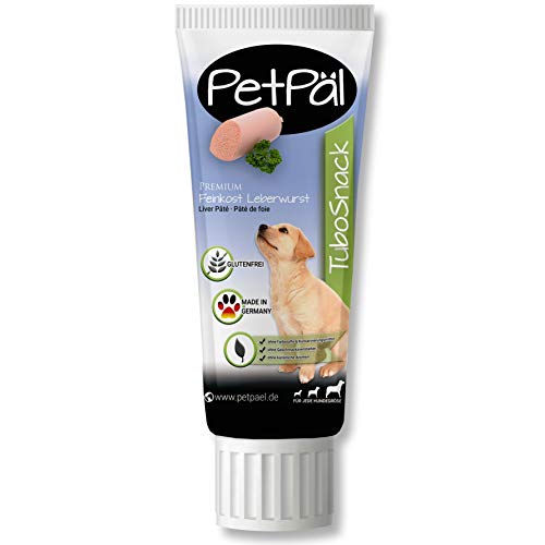 PetPäl Hunde Leberwurst “TuboSnack“ - Ohne Getreide, Salz, Zucker - Premium Leckerli aus der Tube - Schmackhaft, lecker, gesund, natürlich - Ideal auch für Welpen - 1x 75g Hunde Snack Made in Germany