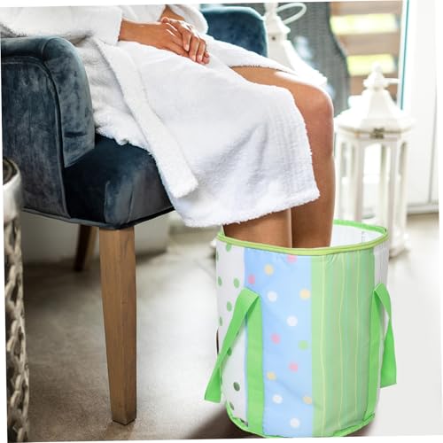 DONFAMDS Wiadro Do Kąpieli Stóp z Funkcją Utrzymywania Ciepła Przenośny Do Spa i Podróży Wzór Kropki