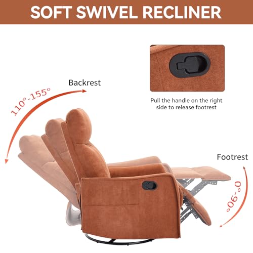 Sillón Manual Reclinable Terciopelo Naranja miniatura 5