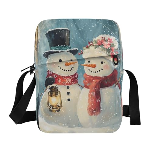 Crossbody Bag Christmas Snowman Winter Messenger Bag for Women Men Purse Shoulder Bag Satchel Bag with Adjustable Strap 202b6828