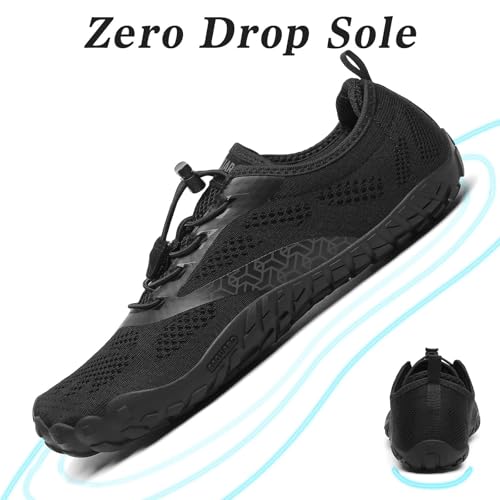 Miniatura 5 de Saguaro Hombre Mujer Barefoot Zapatillas De Trail Running Minimalistas Zapatillas De Deporte Fitness Zapatos Descalzos Para Correr En Montaña Escarpines De Agua, Negro Carbón, 39 Eu