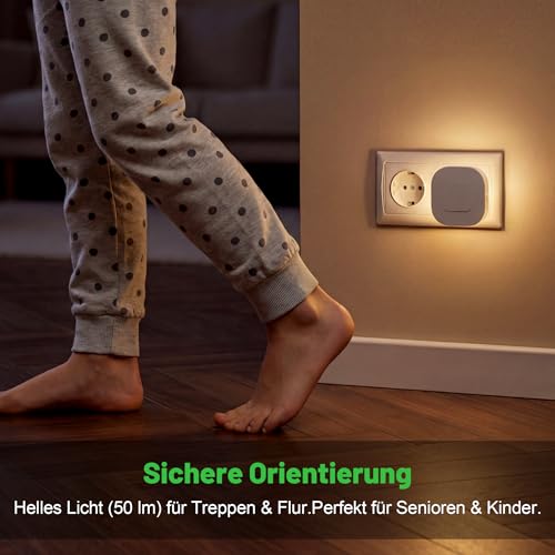 daphomeu LED Nachtlicht Steckdose mit Bewegungsmelder & Dämmerungssensor – Ansicht 4