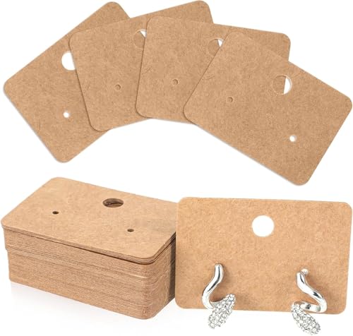 200 tarjetas rectangulares de papel kraft para pendientes, cartón, joyería, accesorios para vender, exhibición, manualidades
