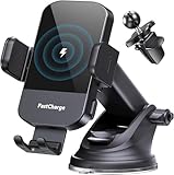 CHGeek Wireless Car Charger, 15W Fast Charging Auto Clamping Phone Holders for Your Car Phone Mount for Car fit for iPhone 17 16 15 14 13 12 Pro Max 11 XR XS, Samsung Galaxy S25 Ultra S24 S23, Black