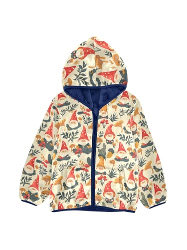 Autumn Gnomes and Mushrooms Girls Fleece Jacket Girls Fall Jacket Boys Coats Zip Up Hoodie Children Outerwear 2-10T