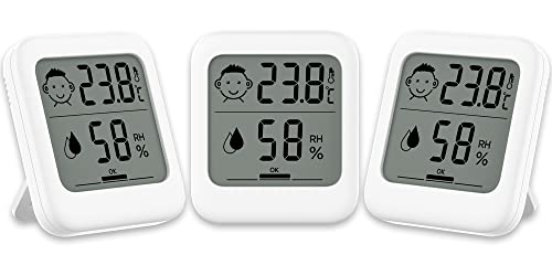 Thermometer Hygrometer Innen Raumthermometer Zimmerthermometer - 3er-Set Temperatur und Luftfeuchtigkeitsmessgerät mit Raumklima-Indikator für innenräume Babyzimmer Wohnzimmer Büro Gewächshaus