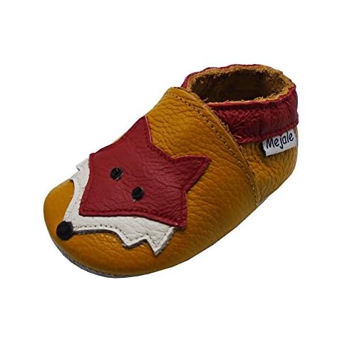 Mejale Baby Shoes Soft Sole Leather Crawling Moccasins Cartoon Fox Infant Toddler First Walker Slippers(6-12 Months, Brown) Cover