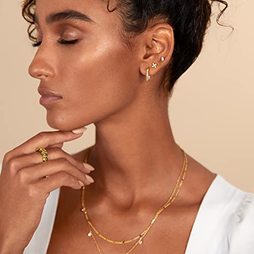 PAVOI 14K Gold Plated Sterling Silver Posts Dainty Mini Multi-Shape Flat Back Stud Earring Pack for Women | Helix Cartilage Piercing Jewelry4