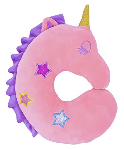 Travel Neck Pillow for Kids, Unicorn Travel Pillow,360° Head & Neck Supporting Pillow,Children