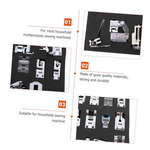 Kit Acier Inoxydable pour Machine à Coudre Domestique avec Boîte d'Accessoires Multifonctions