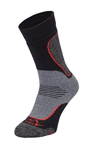 Tashev Winter Chaussettes Thermiques d'hiver Chaussettes Heavy Trekking Merino Trekking Chaussettes de 76% Laine mérinos Doux, Respirant, antibactérien et Confortable, Anthracite/Rouge, M (39-41)