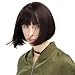 REECHO 11" Short Bob Wig with bangs Synthetic Hair for White Black Women Color: Dark brown