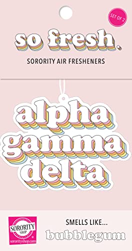 Image of Sorority Shop Alpha Gamma Delta Retro Air Freshener - AGD Bubblegum Scented Air Freshener - Sorority Retro Design Air Freshener for Car or Dorm- Sorority Gift, Charm Paraphernalia