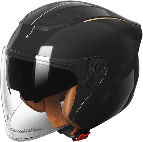 Casco Da Moto Jet Vintage Con Visiera, Omologato ECE, 3/4, Per Uomo, Donna, Adulto, Casco Semi-Aperto Per Moto E Scooter. B1,S/(55~56cm)