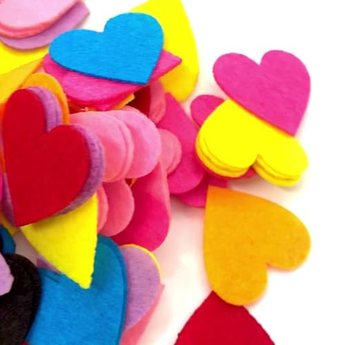 200Pcs Felt Heart Shapes - Thin Fabric for Needle Felting DIY Crafts Supplies Sewing & Handicraft Decorations