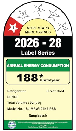 Image of SHARP 92 L 1 Star Mini Direct Cool Single Door Refrigerator |Japan 7 Shields Protection|Vegetable Box| Toughened Glass shelves (Metal Silver)