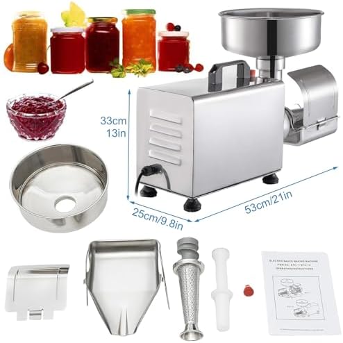 Electric Tomato Milling Machine, Stainless Steel Sauce Press for Homemade Tomato, Strawberry, and Blueberry Sauces