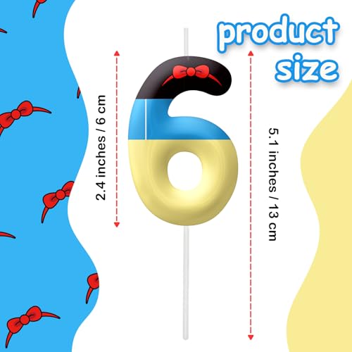 Image of White Cartoon Birthday Candles, Number 6 Candle White Themed Birthday Party Supplies, 2.4 inch Birthday Candles for Cake Topper Party Decorations, Birthday Decorations for Boys Girls (Number 6)