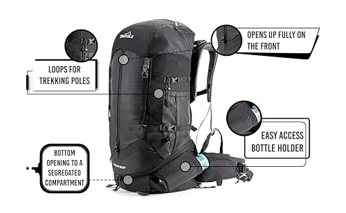 TRIPOLE Terra Backpacking and Trekking Rucksack with Front Black - Image 5