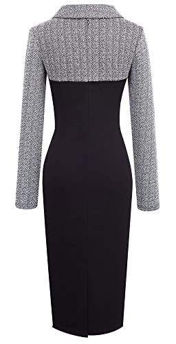 Homeyee KKYUS-JUN03PPO5655 Women'S Retro Chic Colorblock Lapel Career Tunic Dress B238 thumb #2