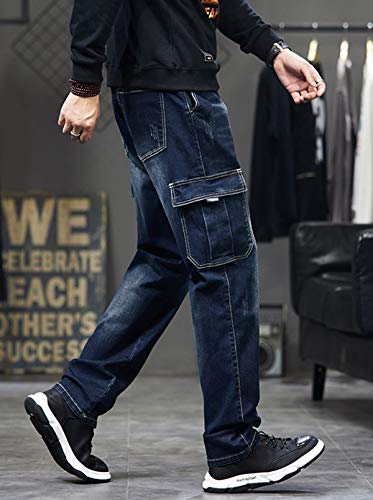 Men`s Cargo Jeans Regular Stretchy Motorcycle Distressed Denim Pants4