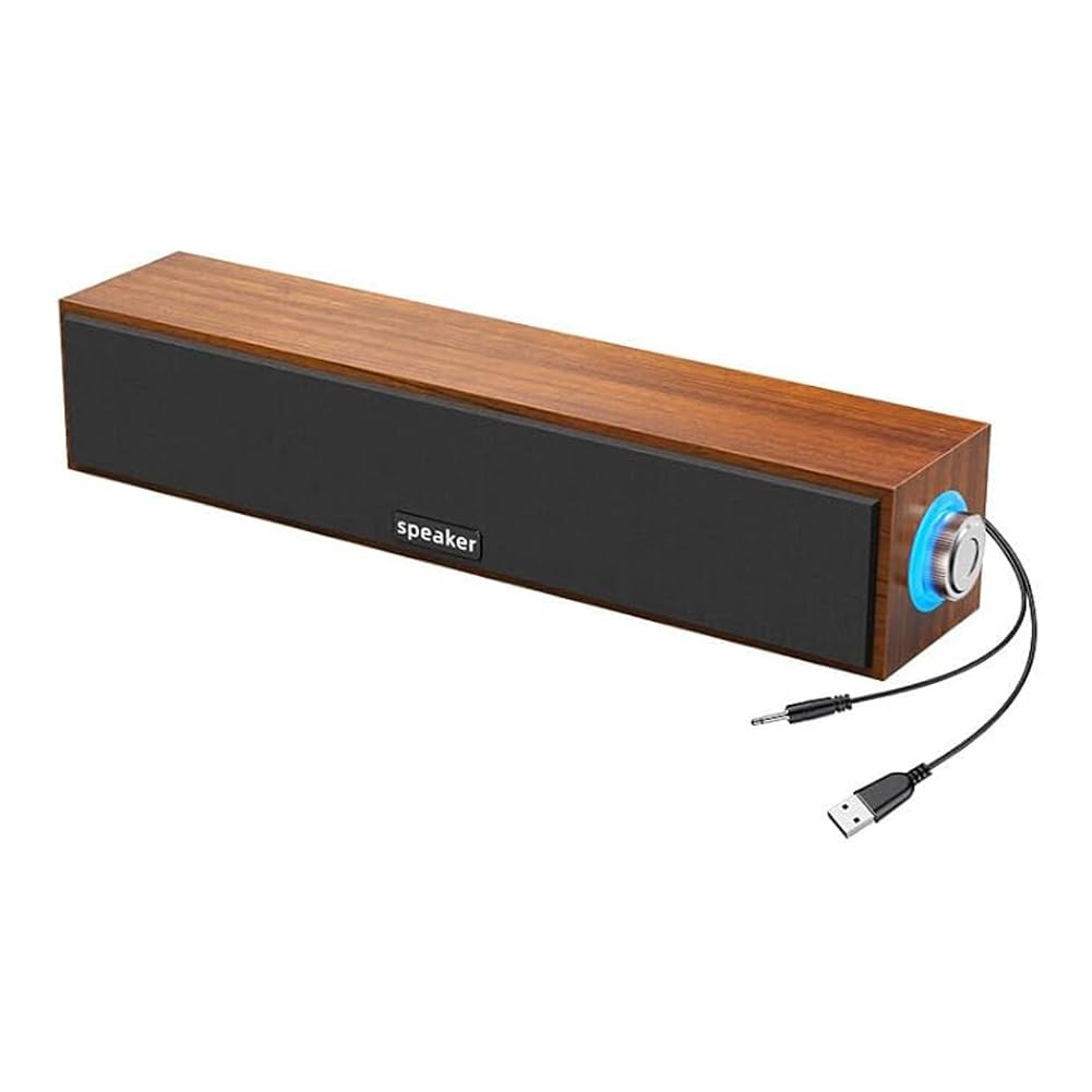 Computer Speakers for Desktop Monitors, PC Speakers, USB Powered 6W Stereo Soundbar with 2 Diaphragms,3.5mm Aux Input, Knob Volume Control, Wired Soundbar for Desktop Smartphones Laptop-picture-36