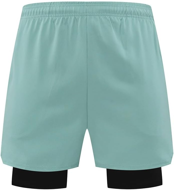 Men's 2 in 1 Basketball Shorts Quick Dry Athletic with Liner for Running Training Gym Fitness