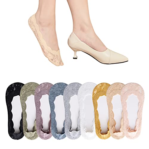 Aoczes 9 Pairs No Show Socks Womens Lace Socks Non Slip Low Cut Liner Socks Invisible Socks For Women Breathable Casual Flat Socks #TOP6