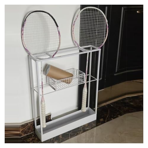 Rangement raquettes badminton d'angle blanc sans assemblage pour gymnase et maison
