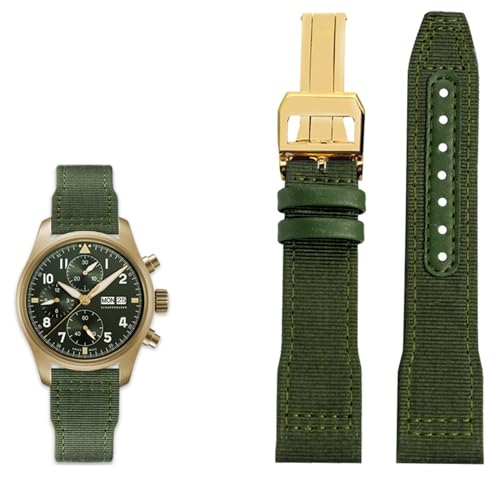 Bracelet montre IWC Big Pilot nylon et cuir noir premium 22mm