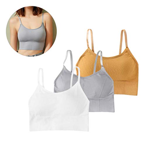 KesYOO 3 peças de sutiãs esportivos respiráveis com gola V e sutiã de fitness para mulheres e menina