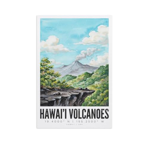 Peinture de paysage des volcans hawaïens pour habiller un grand mur vide