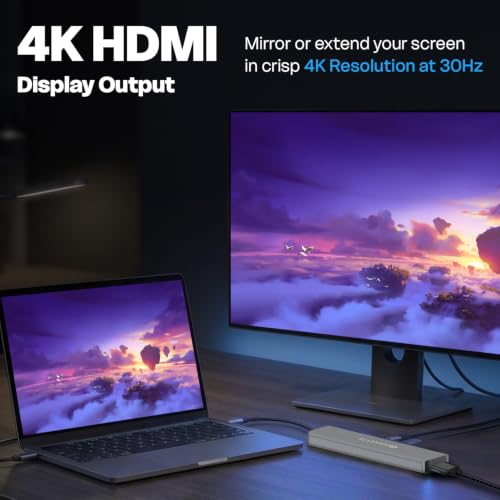Image of Amkette 7-in-1 Type C Hub /Docking Station for Laptop, USB hub Type c with 100W Power Delivery, 4K HDMI Output, USB 3.0, USB 2.0, SD /TF Card Reader, USB c hub for MacBook, Windows Laptops