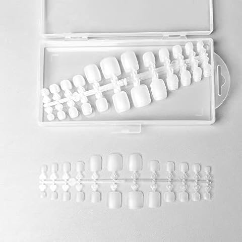 Sun&Beam Nails Foot Nail Tips Transparent Transparent Natural Foot Short Fake Nails Matte Solid Color Cute Trendy Fashion Fake Nails Fashion Size 12 240 Pcs (#3-Frosted) Cover
