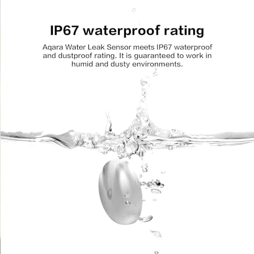 Aqara Wassermelder, Erfordert Aqara Hub, Wassersensor Drahtloser Flutdetektor für Alarmanlage und Smart Home, Wassermelder-Alarm für Küche, Badezimmer, Keller