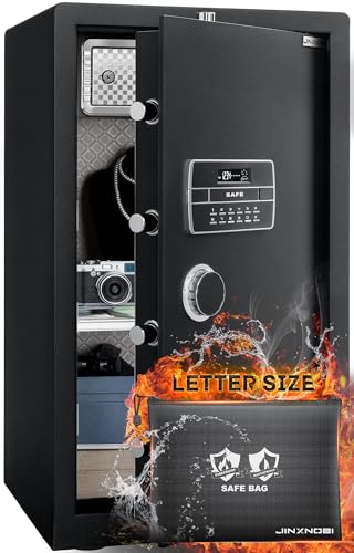 JINXNOBI Extra Large Safe Box with Big Fireproof Waterproof Document Bag,6.05 Cubic Feet Home Safe Lock Box,33.5in Security Vault with Electronic Keypad Digital Lock,for Home Office Hotel,83.5lbs