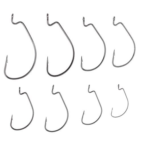 YIJU 80pcs Ganchos para Gabarito de Pesca com Orifício Caixa de Equipamento de Pesca 8 Tamanhos em a