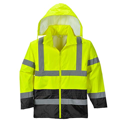 Image of Portwest UH443 Classic Waterproof Rain Jacket in Reflective Contrast Hivis ANSI, 4XL