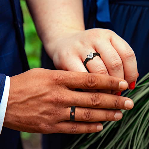 Mprainbow Couples Wedding Engagement Promise Rings - Matching Cubic Zirconia Cz Rings Heart Promise Ring, Couples Rings Custom Rings His & Hers Couple Wedding Engagement Bands Rings #TOP2