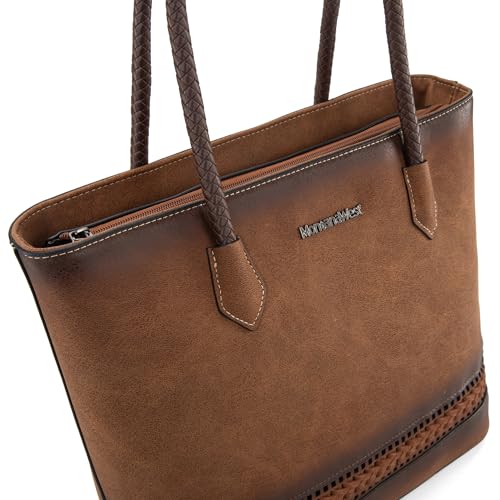 Image of Montana West Woven Tote Bags for Women Purses and Handbags with Back Zipper Pocket