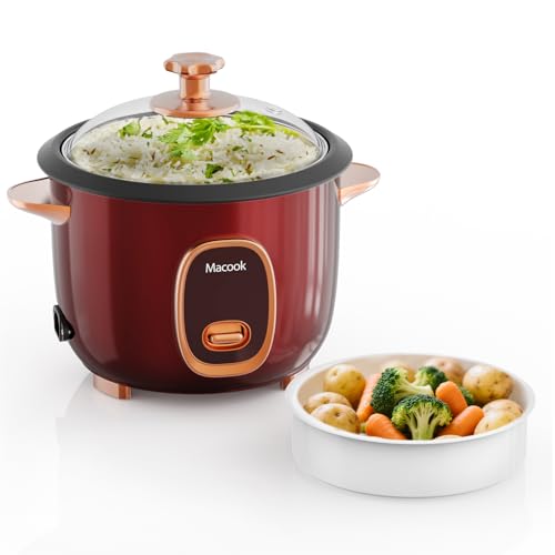 Macook Rice Cooker & Steamer (5 Cups, 1 Liter), Small Rice Cooker with Non-Stick Coating, One-Touch Operation, Automatic Keep-Warm, Perfectly Cooks Various Rice, Meat, Noodles, or Soup