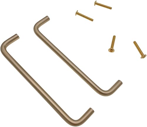 Miniatura 2 de Juego de 2 tiradores de latón macizo modernos para gabinetes de cocina, manijas y tiradores dorados para cajones de gabinetes de cocina (centro de