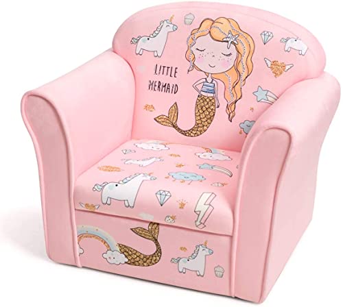 Ldaily Kids Sofa, Children's Sofa With Cute Pattern, Toddler Furniture Armrest Chair, Baby Sofa Chair With Sturdy Wood Construction, Cartoon Character, Boys & Girls, Ideal For Bedroom, Living Room #TOP4