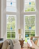 Tokblind Motorized Sheer Roller Shades with Remote Control, Light Filtering Smart Blinds for Windows Work Alexa Google via Hub, Rechargeable Electric Window Shade Customized Size (Sheer White)