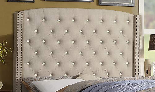 Rosevera Noblesville Upholstered Wingback Headboard, King, Beige