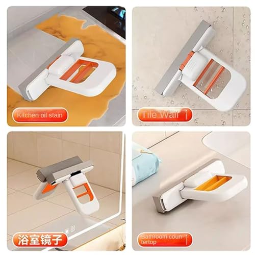 Image of VIVITO Mini Foldable Desktop Mop Self-Squeeze Sponge Cleaning Tool | Wet & Dry Portable Mop for Small Spaces, Kitchen, Bathroom, Glass & Countertops | Foldable, Hands-Free (Multicolor, Pack of 2)