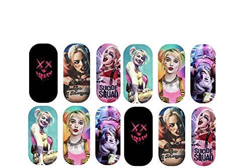 DC Comics Suicide Squad Joker Harley Quinn Nail Decals DC extended universe Cartoon Nail art kit Waterslide nail wraps Nail photo Decoration 3D nail art batman Joker movie art Diy Nail desisn tool (4)